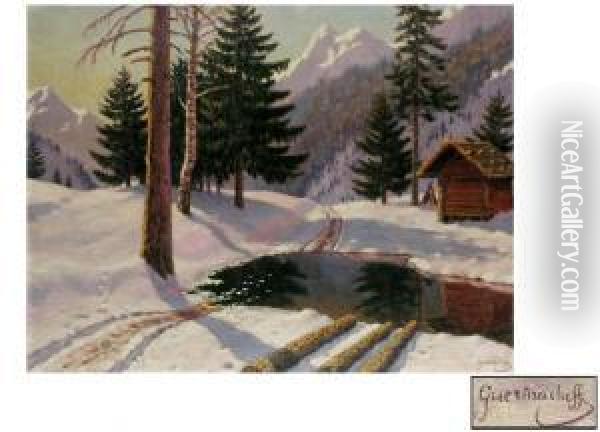 Winterliche Berglandschaft Oil Painting - Michail Markianovic Germasev