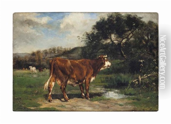 Cows In A Clearing Oil Painting - Marie Dieterle