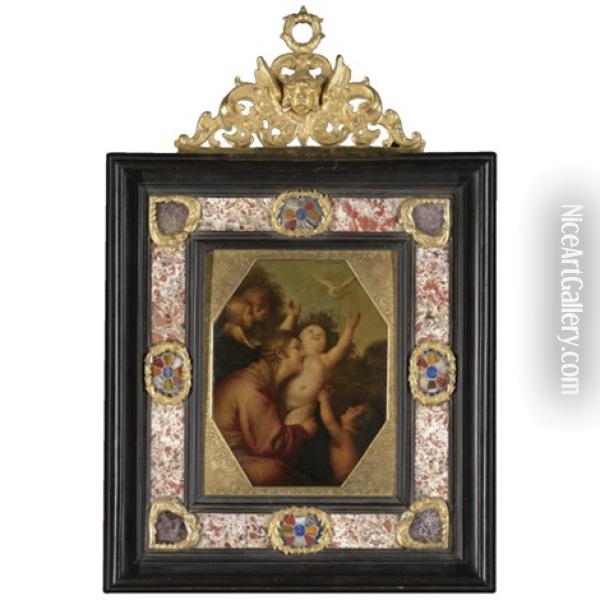 The Madonna And Child With The Infant St. John The Baptist And Putti Oil Painting - Giacomo (Lo Spadarino) Galli