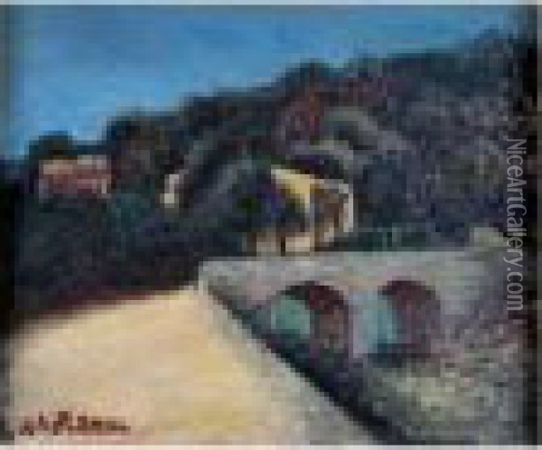 Saint Paul, La Route Au Petit Pont Oil Painting - Amedee de La Patelliere