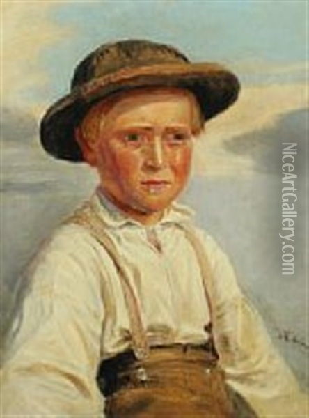 En Dreng I Solskin Oil Painting - Vilhelm Rosenstand