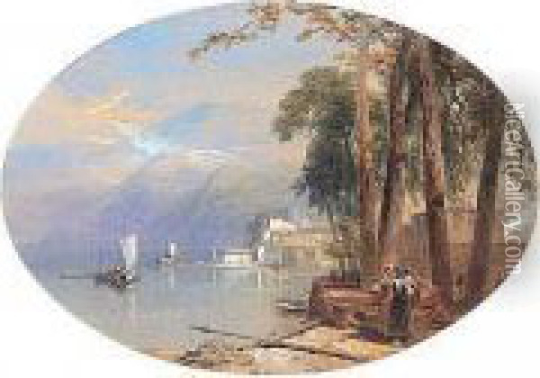 Laveno, Lake Maggiore Oil Painting - Thomas Miles Richardson