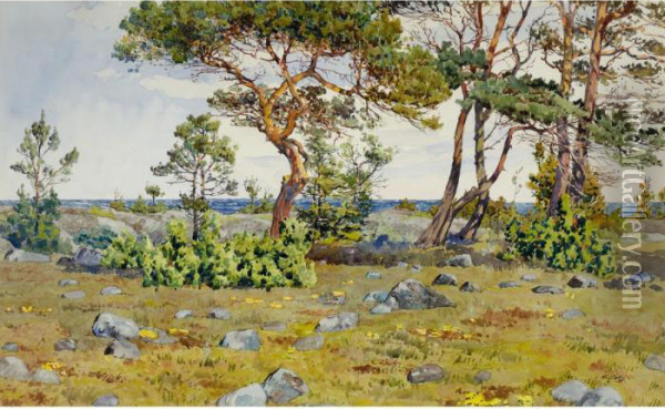 Coastal Landscape Oil Painting - Gunnar M. Widforss