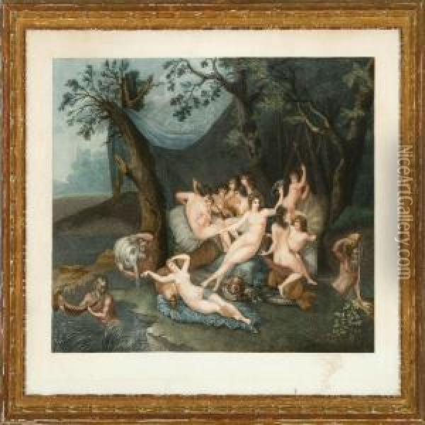 Five Classic Scenes Oil Painting - Charles-Melchior Descourtis