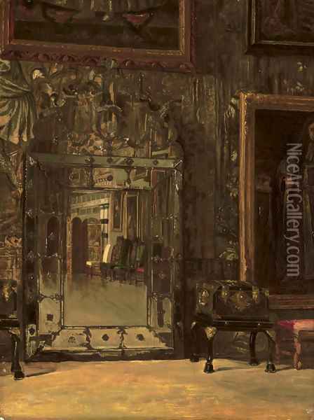 The Long Gallery, Hardwick Hall Oil Painting - English School