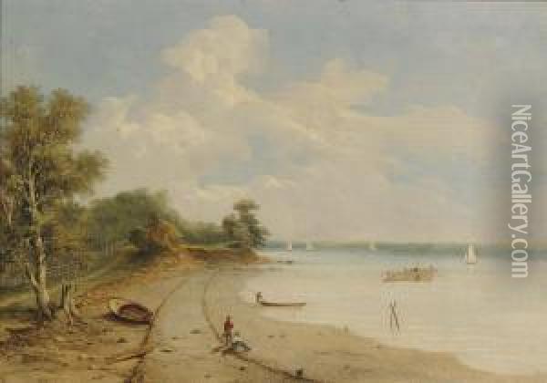 Fishing By The Hudson River Oil Painting - Walter Mason Oddie