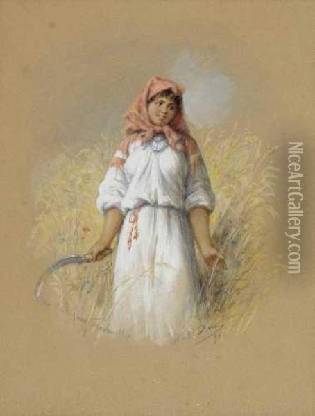 Junge Schnitterin Aus Der Gegend Von Smolensk. Oil Painting - Wilhelm Amandus Beer