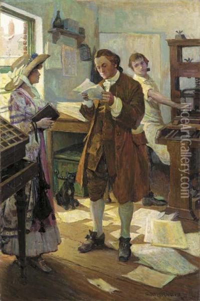Franklin The Printer Oil Painting - Stanley Massey Arthurs