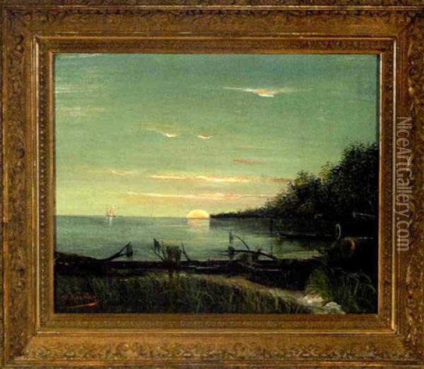 Sunset On Lake Pontchartrain Oil Painting - George Gay