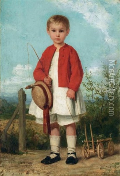 Kinderbildnis - Alfred Zuber Oil Painting - Albert Anker