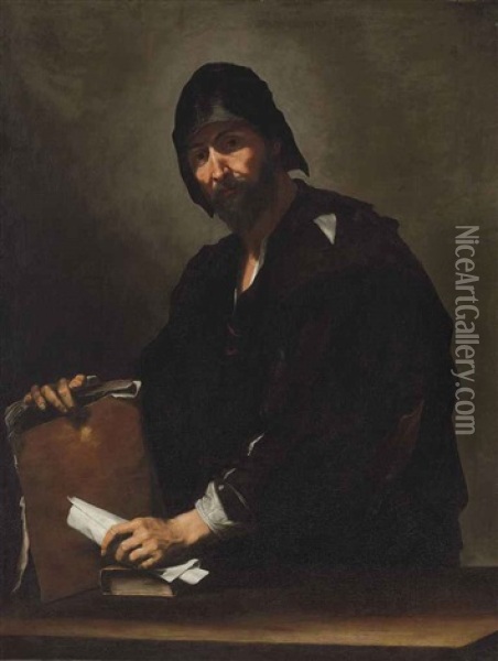 A Philosopher (heraclitus?) Oil Painting - Jusepe de Ribera