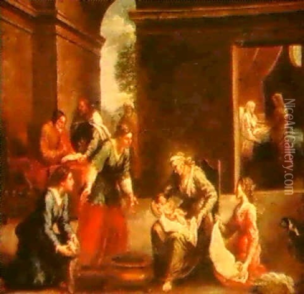 The Birth Of Saint John The Baptist Oil Painting - Giuseppe Maria Crespi