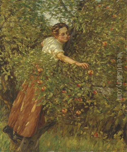Sussex Apples Oil Painting - Henry Herbert La Thangue
