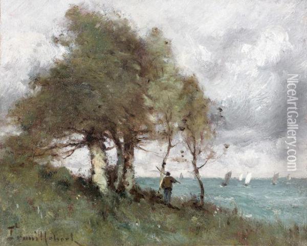 Pecheur Au Bord De La Mer (normandie) Oil Painting - Paul Trouillebert