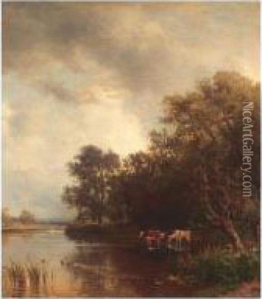 Landscape By Lake Chiemsee Oil Painting - Philipp Roth