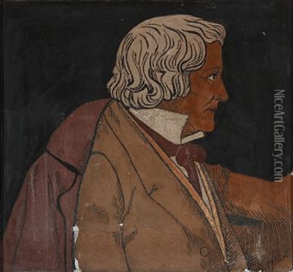 Portrait Of The Danish Sculptor Bertel Thorvaldsen (after Jorgen Sonne's Frieze On Thorvaldsen's Museum) Oil Painting - Axel Johansen