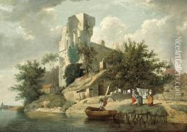 A View Of Netley Abbey, Hampshire Oil Painting - John Berney Crome