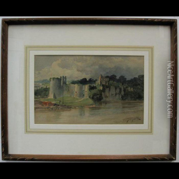 Old Chepstow Castle Oil Painting - Frederic Marlett Bell-Smith