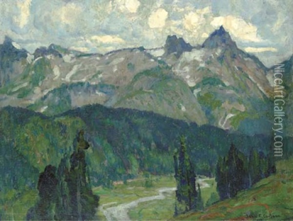Mountain Range Oil Painting - John Fabian Carlson