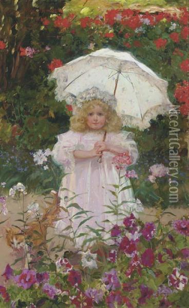 Portrait Of Berthe Helene Macmonnies Oil Painting - Mary L. Fairchild Macmonnies Low