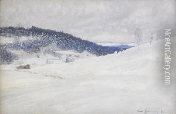 Landskapsvy Fran Medelpad - Vinter Oil Painting - Carl August Johansson