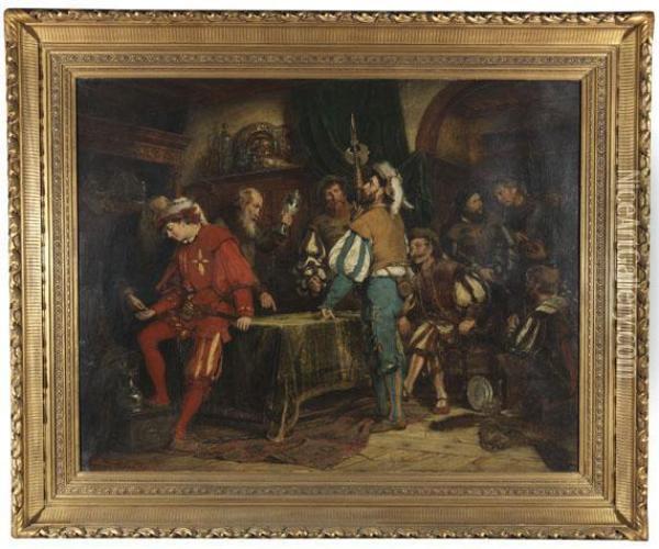 Landsknechte Verhandeln Beutestucke Oil Painting - Edmund Herger