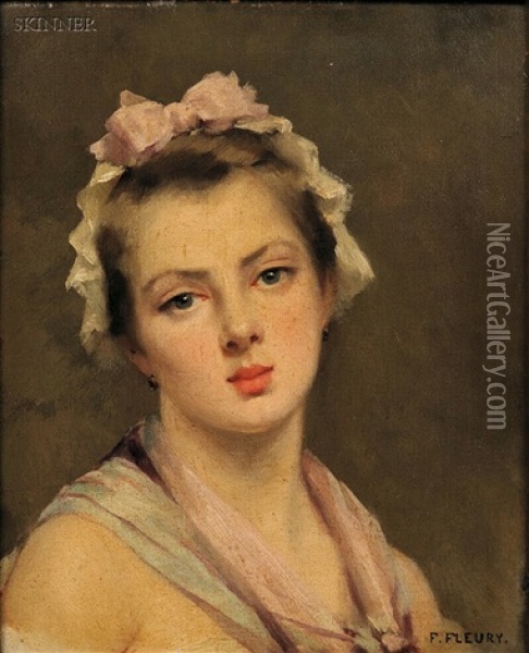 Head Of A Young Woman Oil Painting - Fanny Laurent Fleury