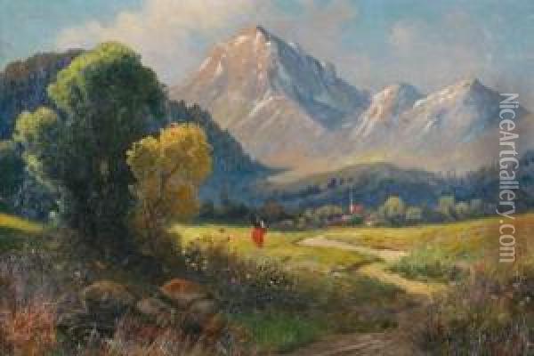 Als Natur- Und Landschaftsmaler Tatig) Weg Ins Dorf Oil Painting - Carl Hasch