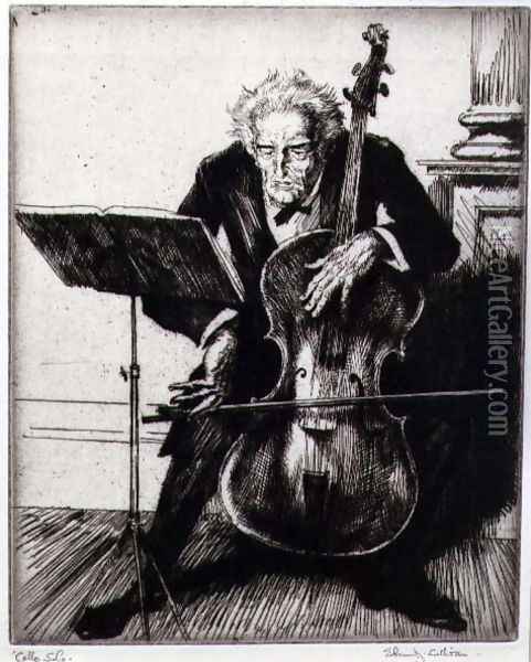 Cello Solo Oil Painting - Edmund Joseph Sullivan
