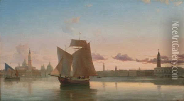 Sailing Ships Off Venice Oil Painting - Vilhelm Melbye