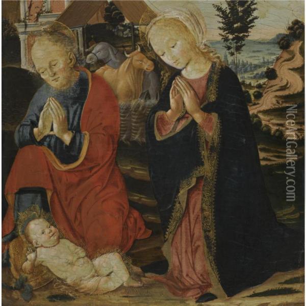 The Nativity Oil Painting - Bernardino Fungai