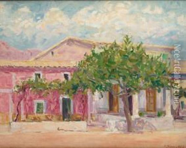 Las Casas Vermellas-mallorca Oil Painting - Pere Ysern Y Alie