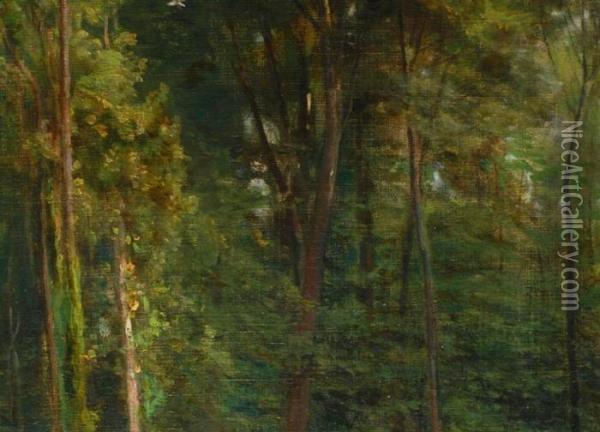 Kuhe Am Teich In Einer Waldlichtung Oil Painting - Charles-Francois Daubigny
