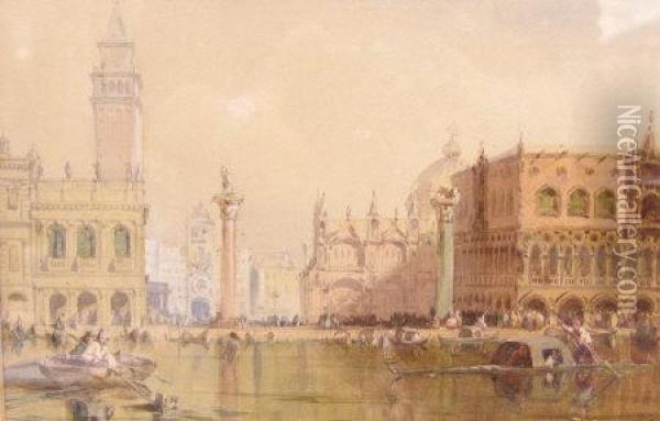 Landscape View Of Venice Oil Painting - Edward Pritchett