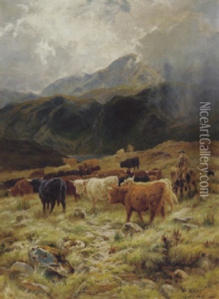 On The Loch Maree, Ross-shire Oil Painting - Louis Bosworth Hurt