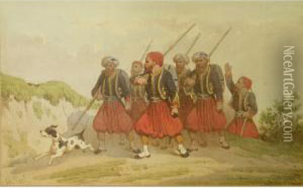 Pair Of Militarystudies Oil Painting - Theodore Fort