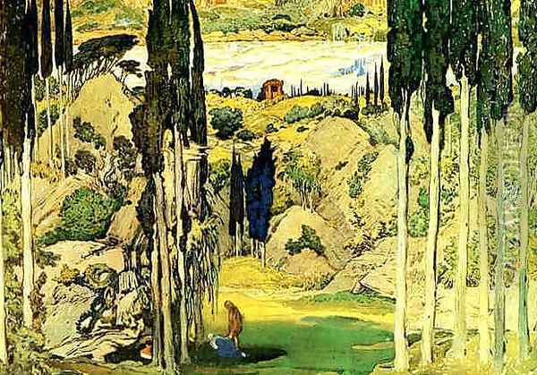 Stage Design for Daphnis and Chloe Oil Painting - Leon Samoilovitch Bakst