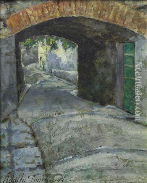 Via Del Borgo Oil Painting - Adolfo Tommasi
