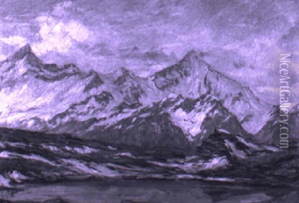 Weishorn Und Rothorn Im Wallis Oil Painting - Carl Friedrich Felber