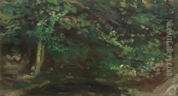A Sylvan Landscape. Oil Painting - Arthur Bowen Davies