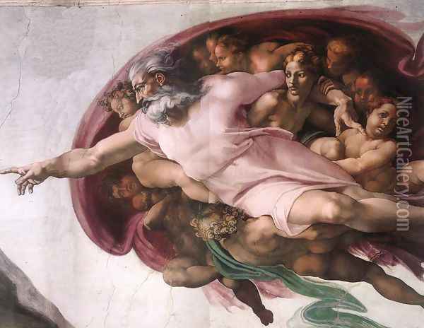 Creation of Adam (detail-2) 1510 Oil Painting - Michelangelo Buonarroti