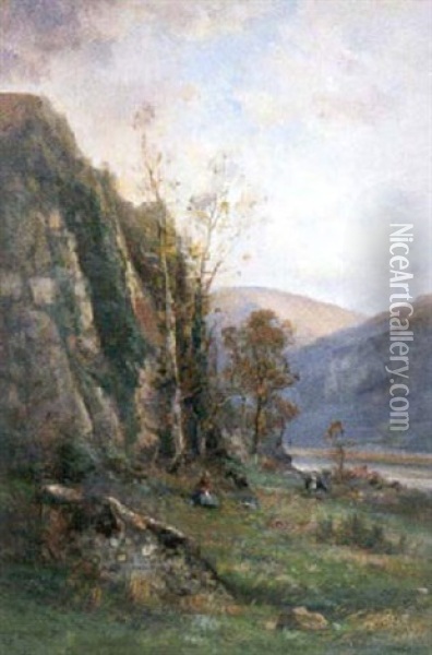 Au Perron, Pres De Villerest (loire) Oil Painting - Louis Noirot