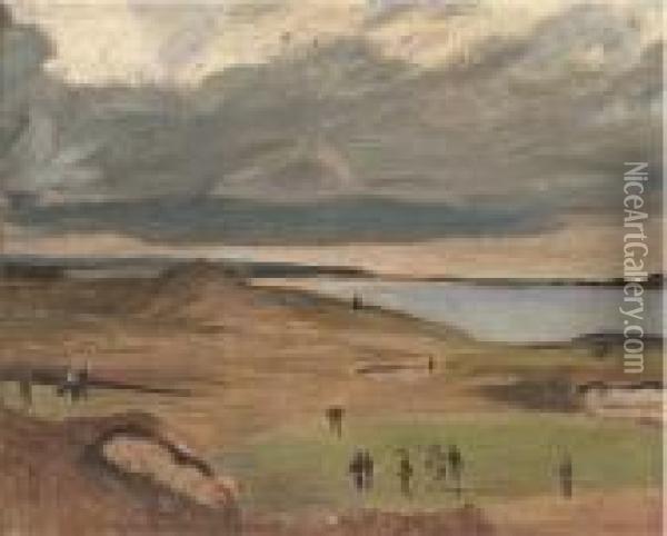 Golfers At North Berwick Oil Painting - John Lavery