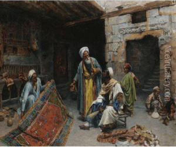 The Carpet Merchant Oil Painting - Alphons Leopold Mielich