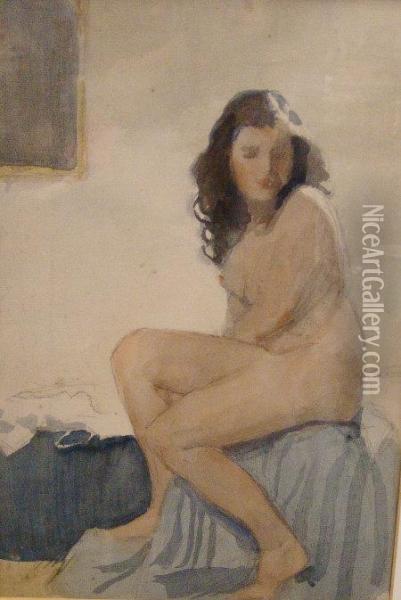 Study Of A Nude Female Oil Painting - Frederick Samuel Beaumont