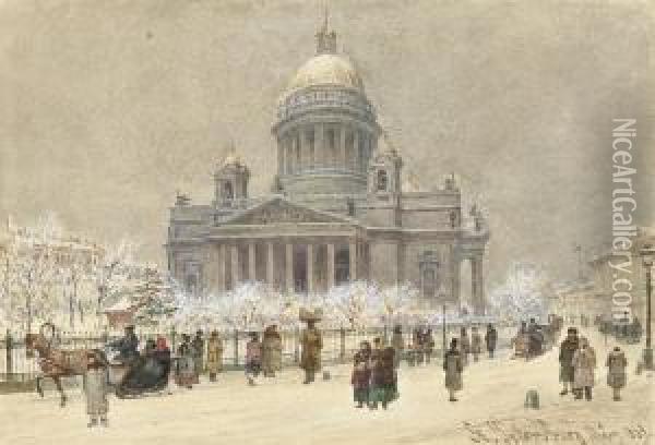 St Isaac's Cathedral, St Petersburg Oil Painting - Franz Alt