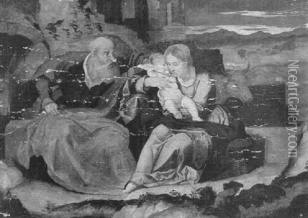 Die Rast Auf Der Flucht Nach Agypten Oil Painting - Jacopo Palma il Vecchio