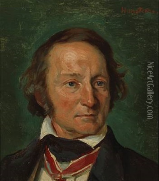 Portrait Of The Norwegian Geophysicist And Astronomer, Christopher Hansteen Oil Painting - Erik Ludwig Henningsen
