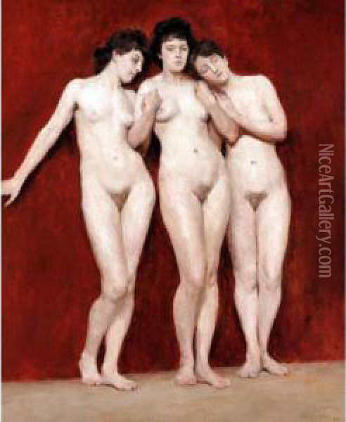 The Three Graces Oil Painting - John William Whiteley