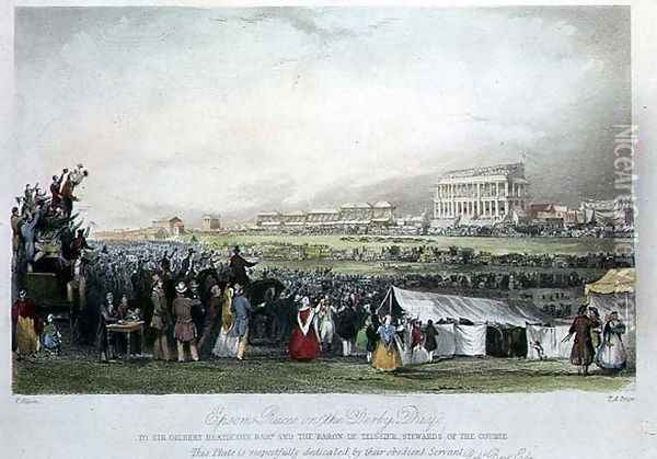 Epsom Races on Derby Day, 1841 Oil Painting - Thomas Allom